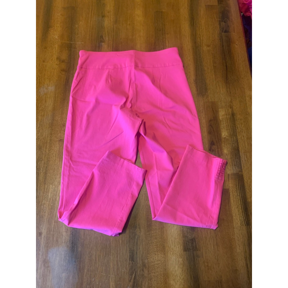 Crown & Ivy Pants 10 Hot Pink Pull on Elastic Waist Tapered Ankle